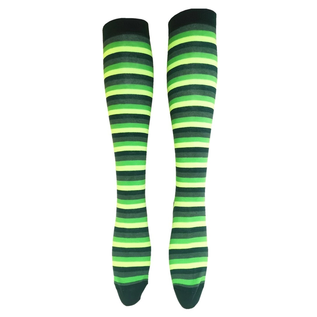 3-Leaf Grass Green Clover Party Stockings Dance Knee High Socks